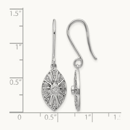 Diamond Vintage Dangle Earrings, 14K White Gold
