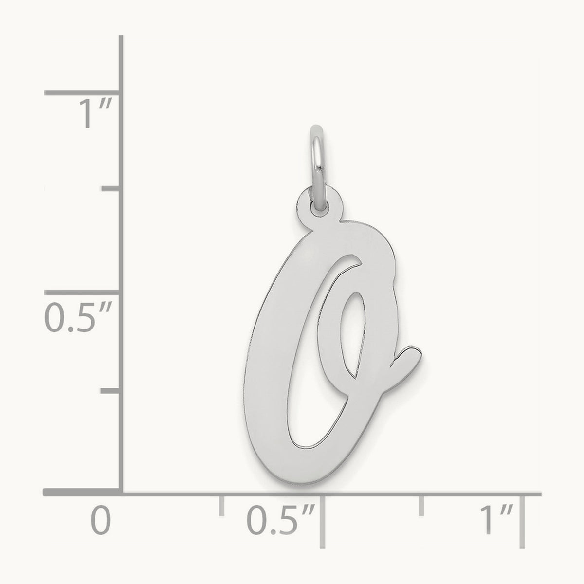 Large Script Initial Charm — 14K White Gold, O