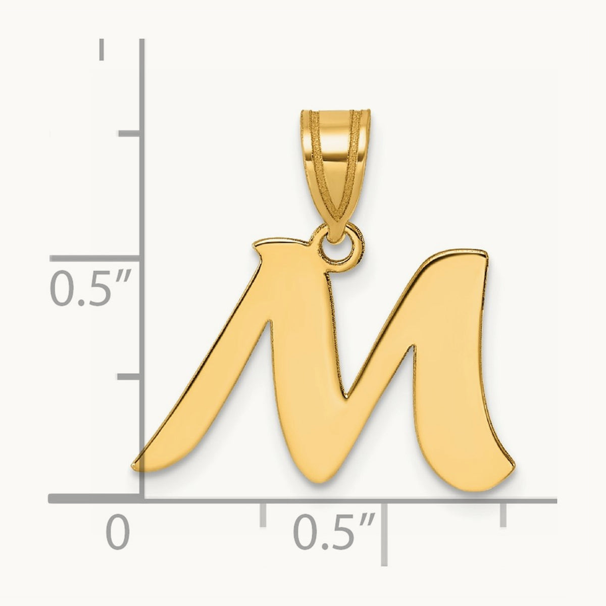 Polished Script Initial Pendant — 14K Yellow Gold, M