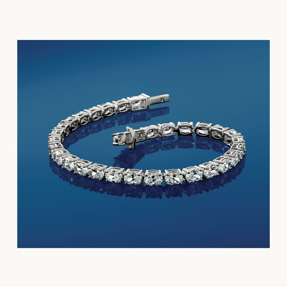 Oval Tennis Bracelet, 9.75 ct tw Lab-Grown Diamond — 14K White Gold