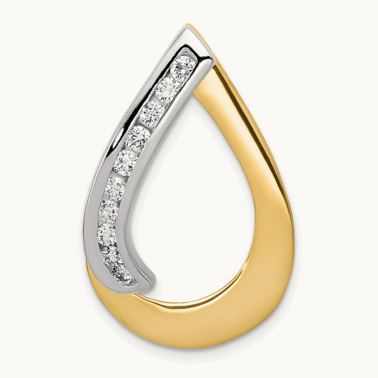 AA Diamond Teardrop Slide, 14K Two-tone