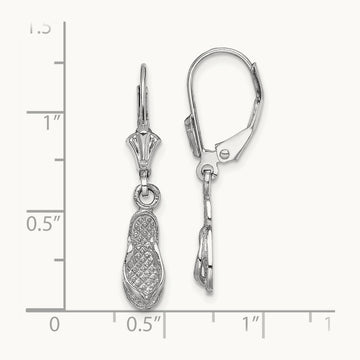 Flip Flop Leverback Earrings, 14K White Gold