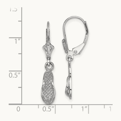 Flip Flop Leverback Earrings, 14K White Gold