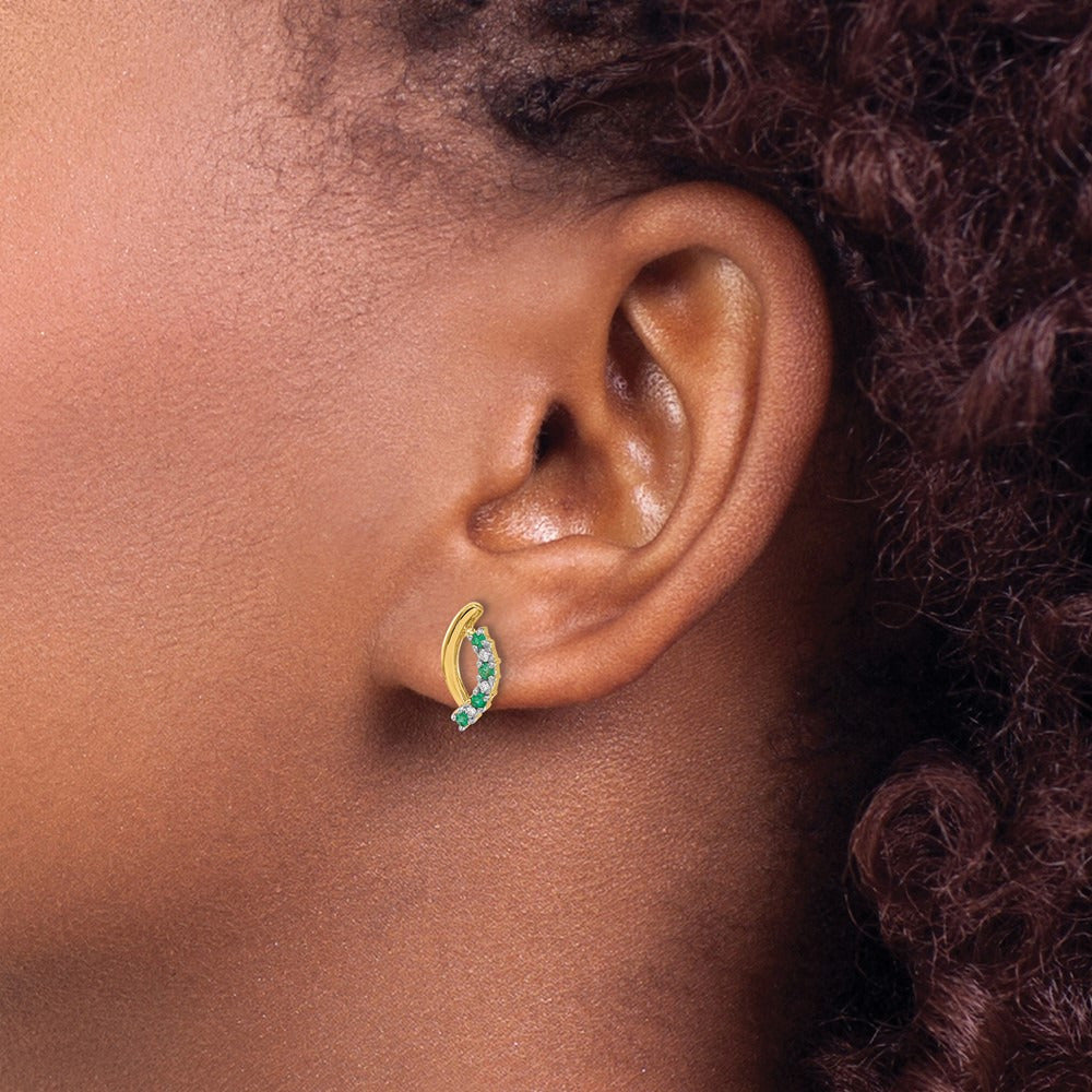 Diamond and Emerald Post Earrings — photo set