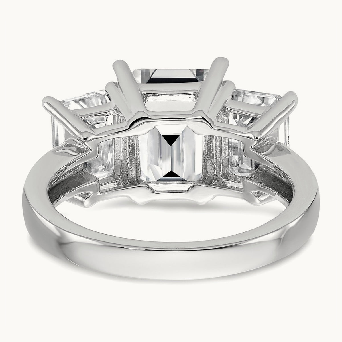 Emerald 3 Stone Engagement Ring, 1.50-4.25 ct tw Lab-Grown Diamond — 4 1/5 ct, 14K White Gold