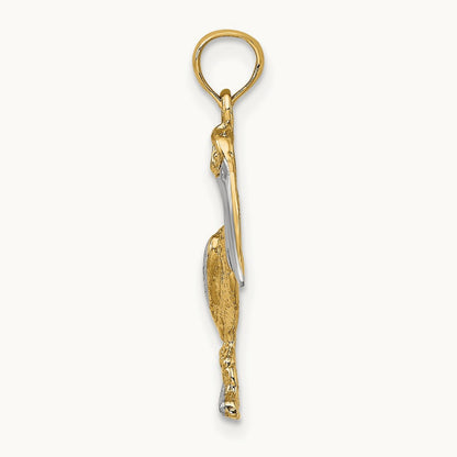 Standing Pelican Charm, 14K with White Rhodium