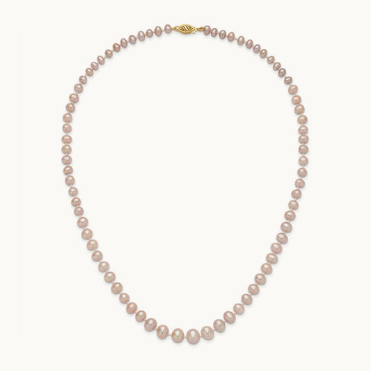4- Purple Freshwater Cultured Pearl Graduated Necklace, 8mm, 14K