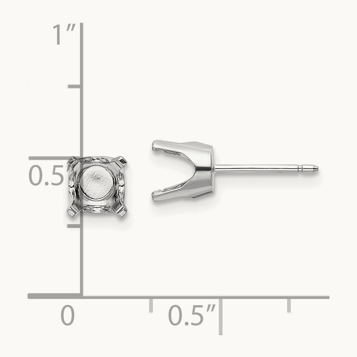 Round Stud Earring Mounting w/backs, 5.75mm, 14K White Gold