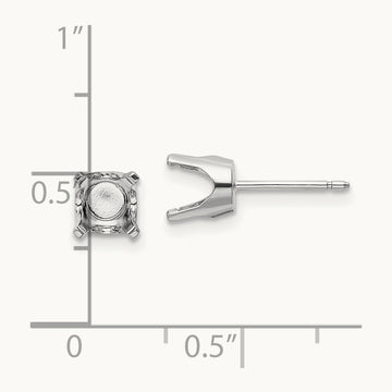 Round Stud Earring Mounting w/backs, 5.75mm, 14K White Gold