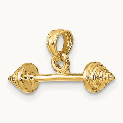 Solid Polished 3-D Dumbbell Charm, 14K