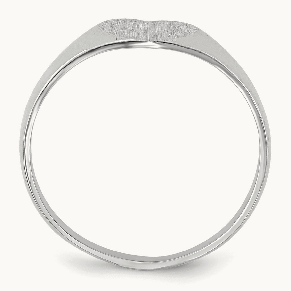 Closed Back Heart Signet Ring — 14K White Gold, 7.0x9.5mm, 6