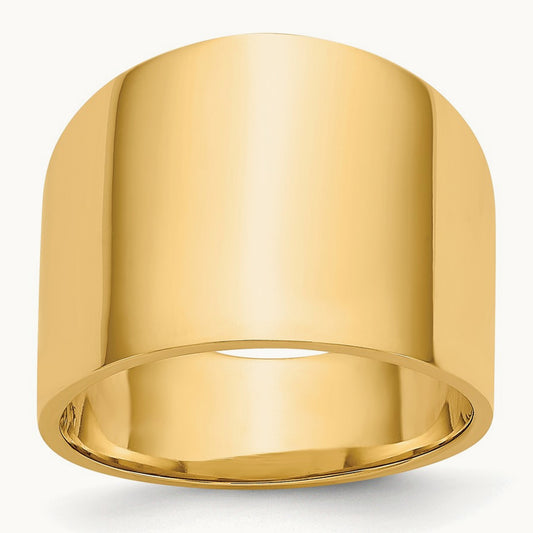Flat-top Tapered Cigar Band Ring, 15mm, 14K