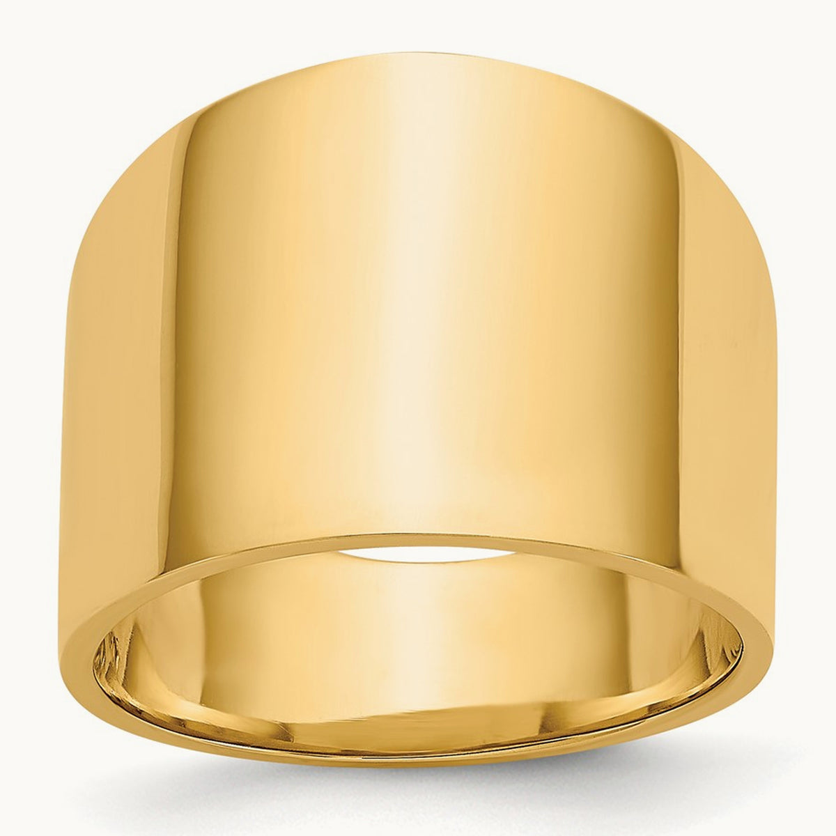 Flat-top Tapered Cigar Band Ring, 15mm, 14K