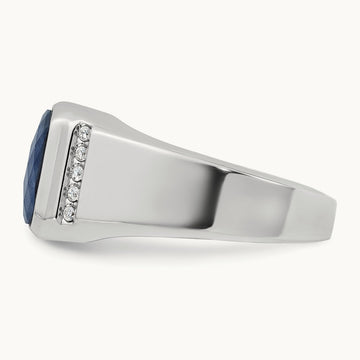 IBGoodman Sapphire Doublet/Diamond Complete Ring, 14K White Gold