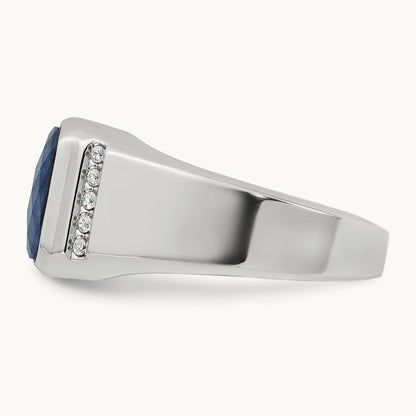 IBGoodman Sapphire Doublet/Diamond Complete Ring, 14K White Gold
