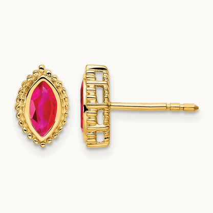 Marquise Ruby Post Earrings, 14K