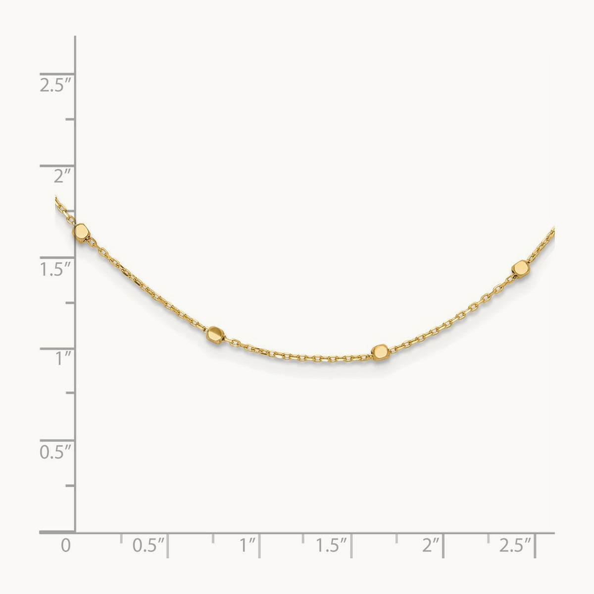 Polished Cube Stations with 2in extension Necklace — 14K Yellow Gold