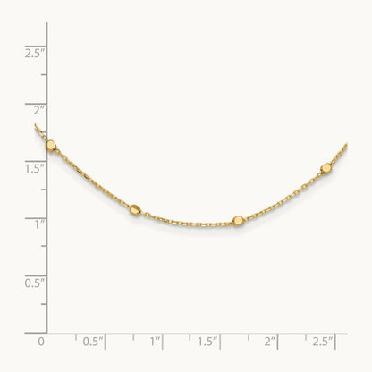Polished Cube Stations with 2in extension Necklace — 14K Yellow Gold