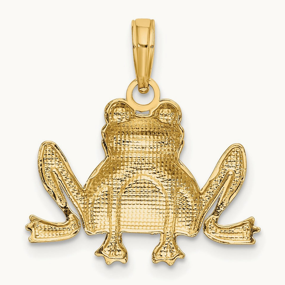 Textured Sitting Frog Charm, 14K