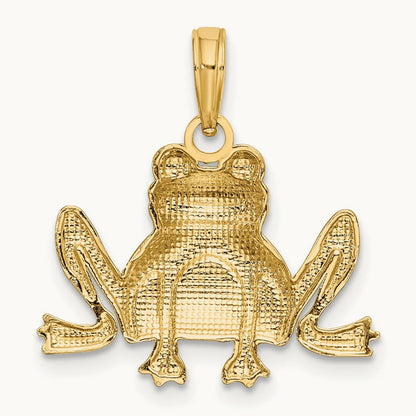 Textured Sitting Frog Charm, 14K