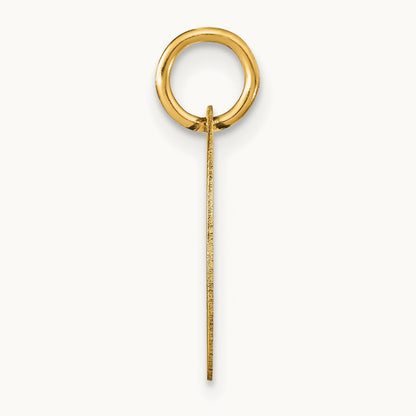 Polished Black Enamel Initial Disk Charm — 14K Yellow Gold, A