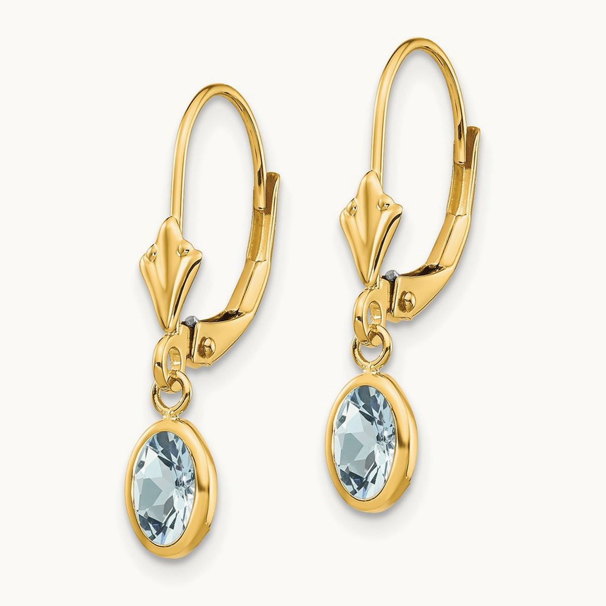 Aquamarine/March Earrings — 14K Yellow Gold