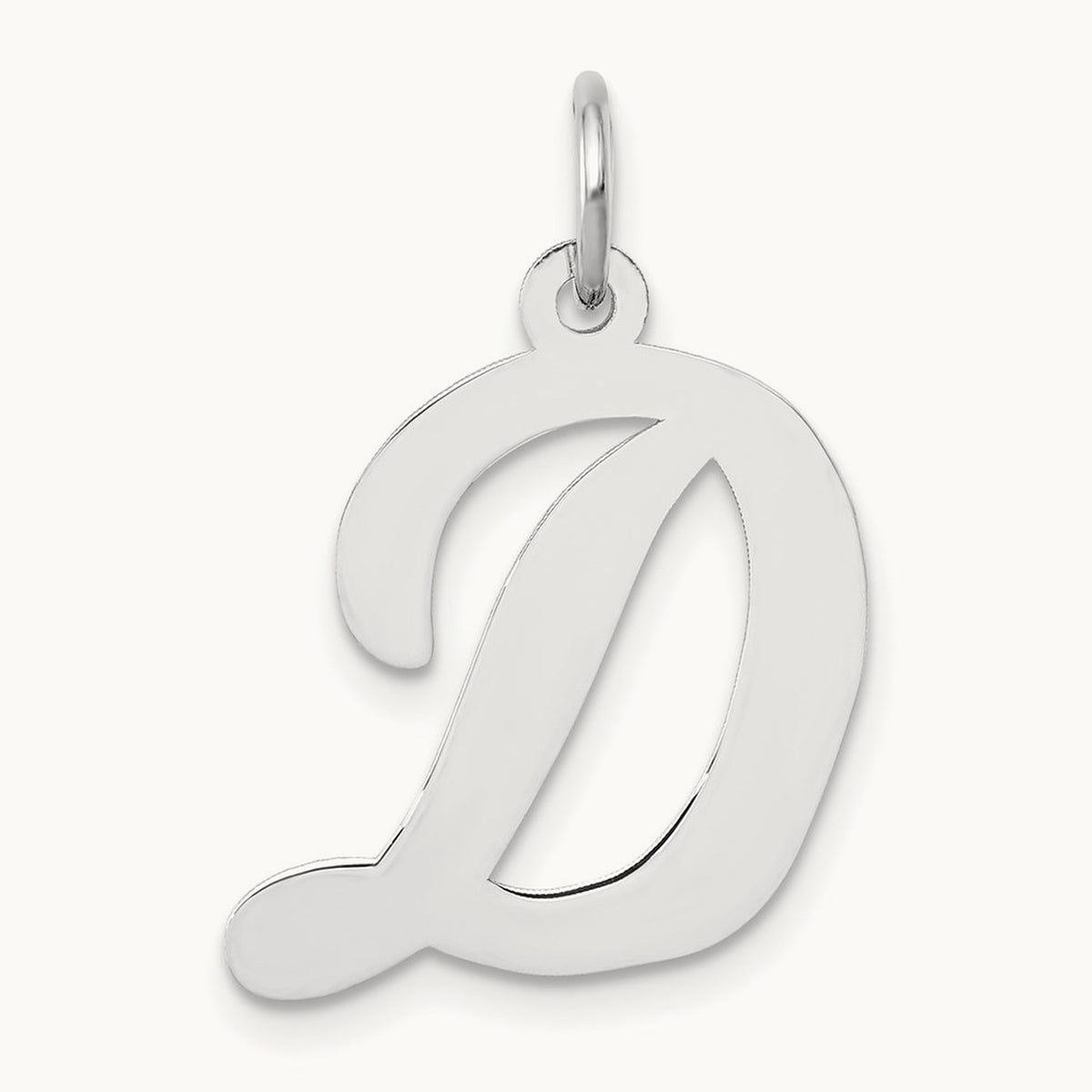 Large Script Initial Charm — 14K White Gold, D