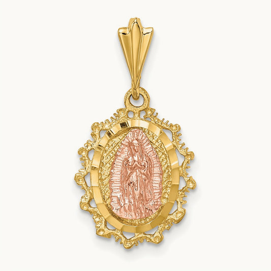 Polished St. Mary Medal Pendant, 14K Two-tone