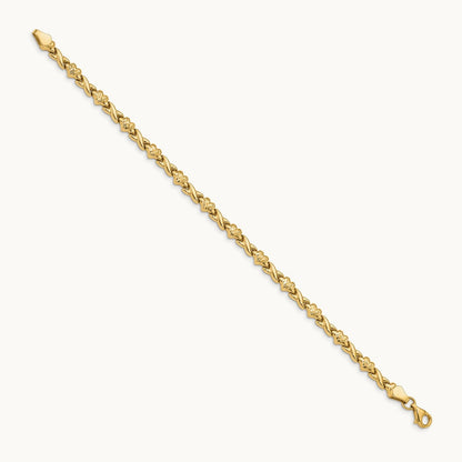 Polished D/C Heart 7in Bracelet, 14K