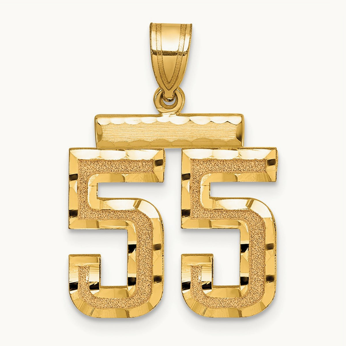 Medium Diamond-cut Number 55 Charm, 14K