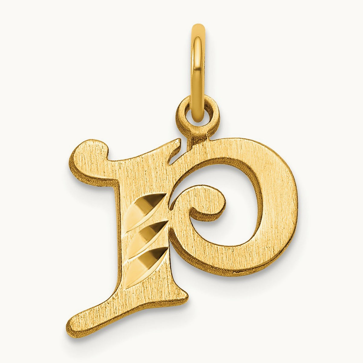 Diamond-cut Initial Charm — 14K Yellow Gold, P