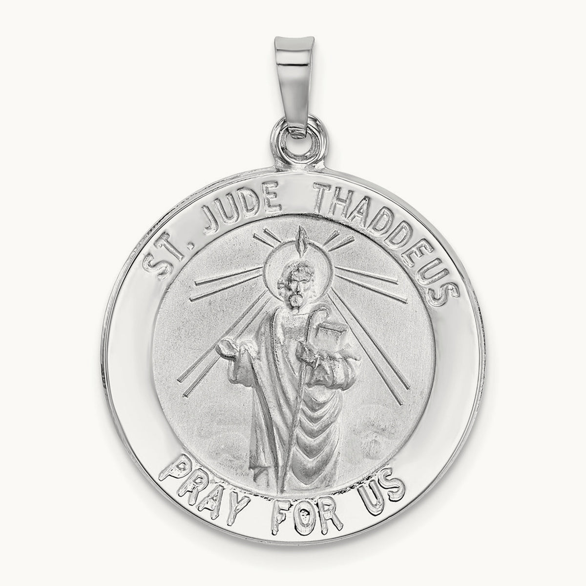 Saint Jude Medal Pendant, 14K White Gold