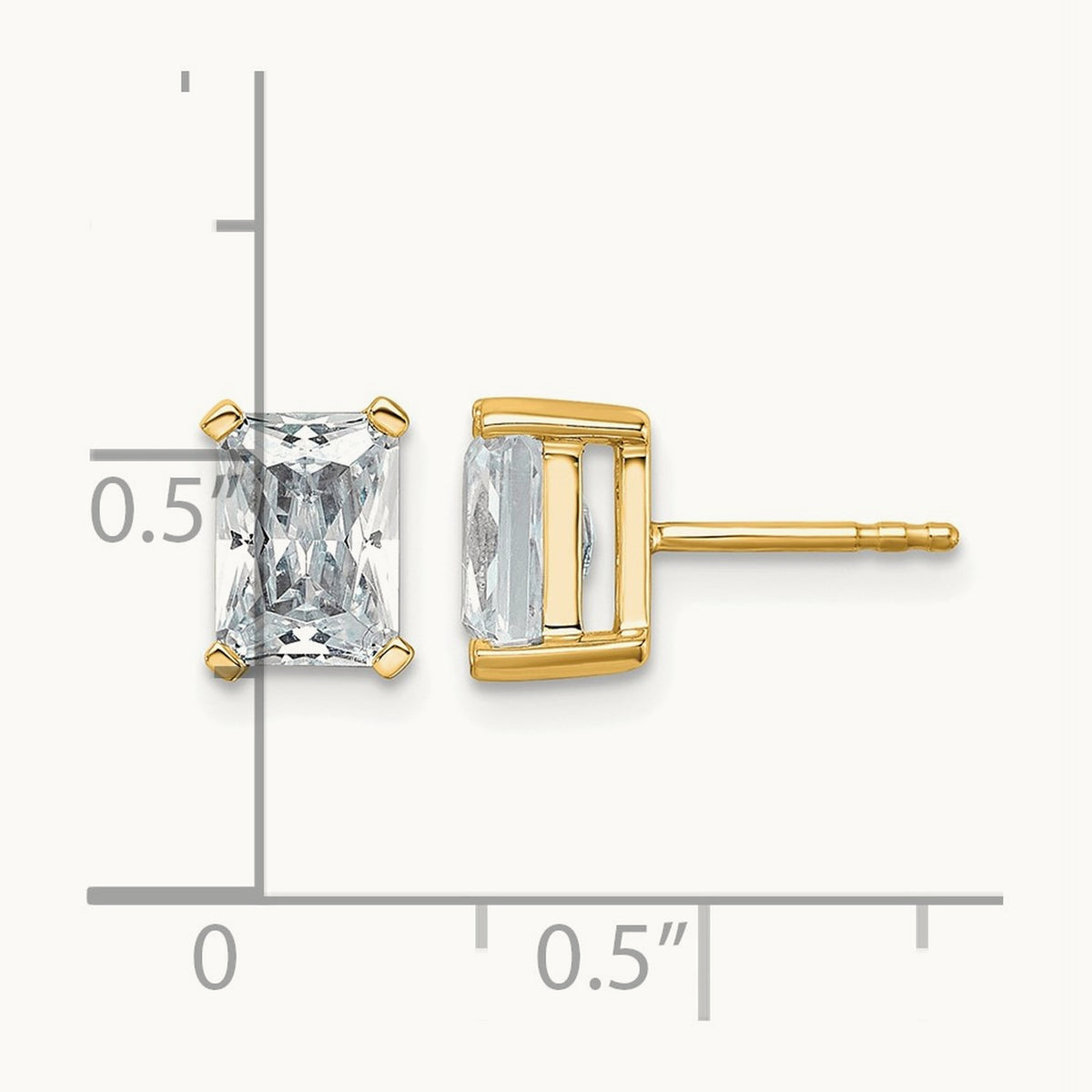 Radiant Four-Prong Stud Earrings, 0.50-6.00 ct tw Lab-Grown Diamond — 3 ct, 14K Yellow Gold