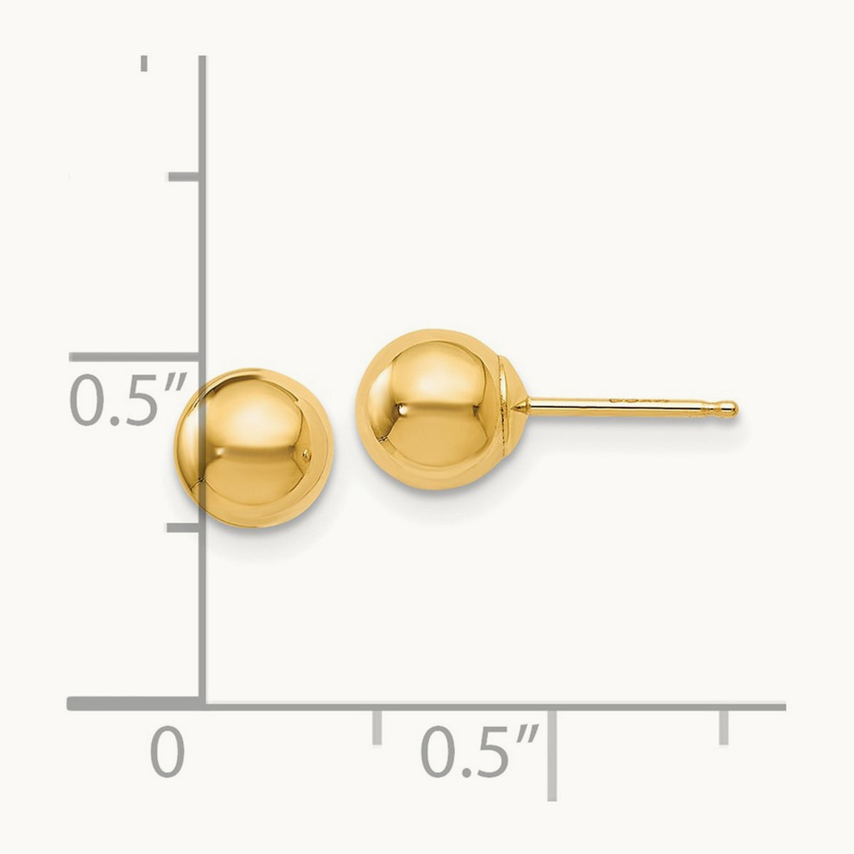 Polished Ball Post Earrings — 14K Yellow Gold, 6mm