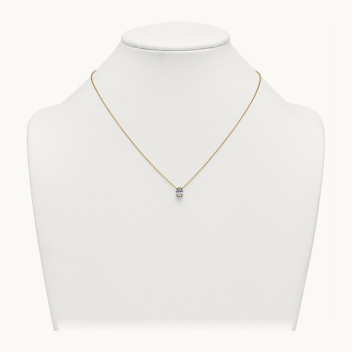 Oval Pendant Necklace, 0.25-4.00 ct tw Lab-Grown Diamond — 1 ct, 14K Yellow Gold