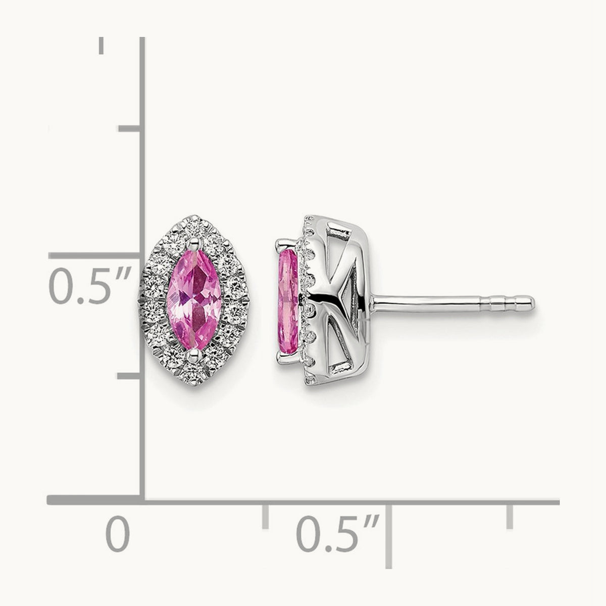 Created Sapphire Oct Birthstone Earrings, 0.20 ct tw Lab-Grown Diamond
