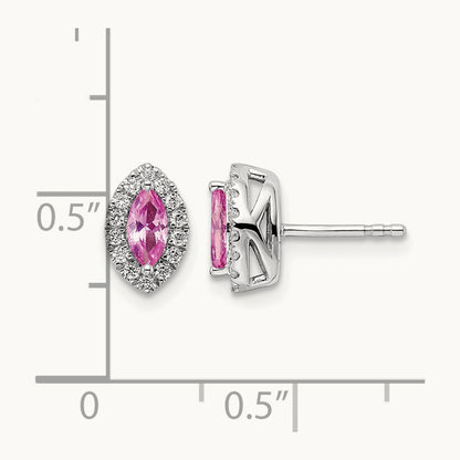 Created Sapphire Oct Birthstone Earrings, 0.20 ct tw Lab-Grown Diamond
