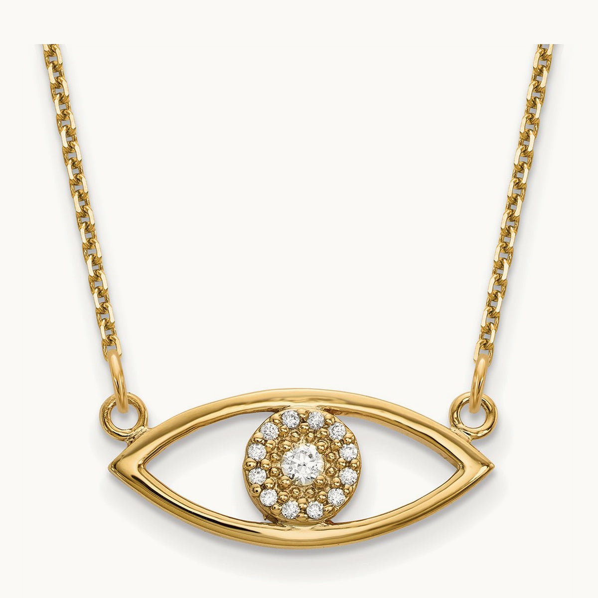 Small Necklace Diamond Evil Eye, 14K