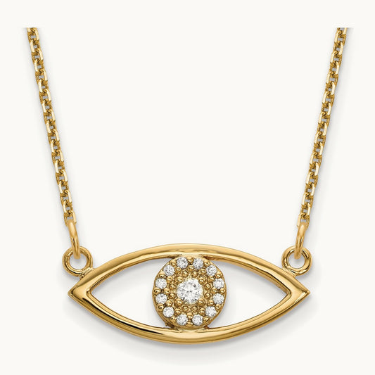Small Necklace Diamond Evil Eye, 14K