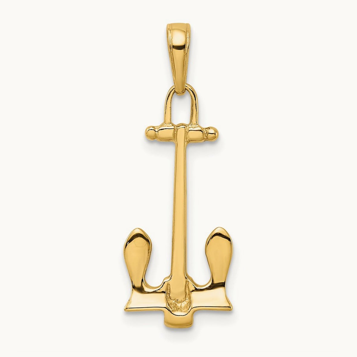 3D Navy Anchor Pendant, 14K