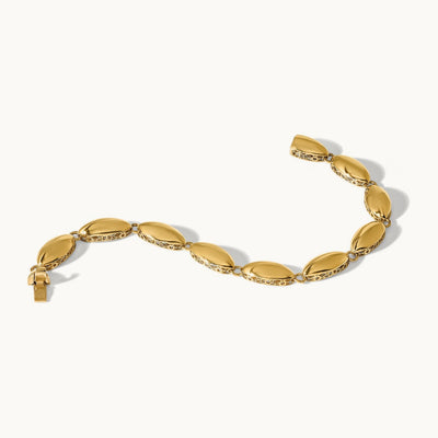 Polished Fancy Oval Link Bracelet, 14K