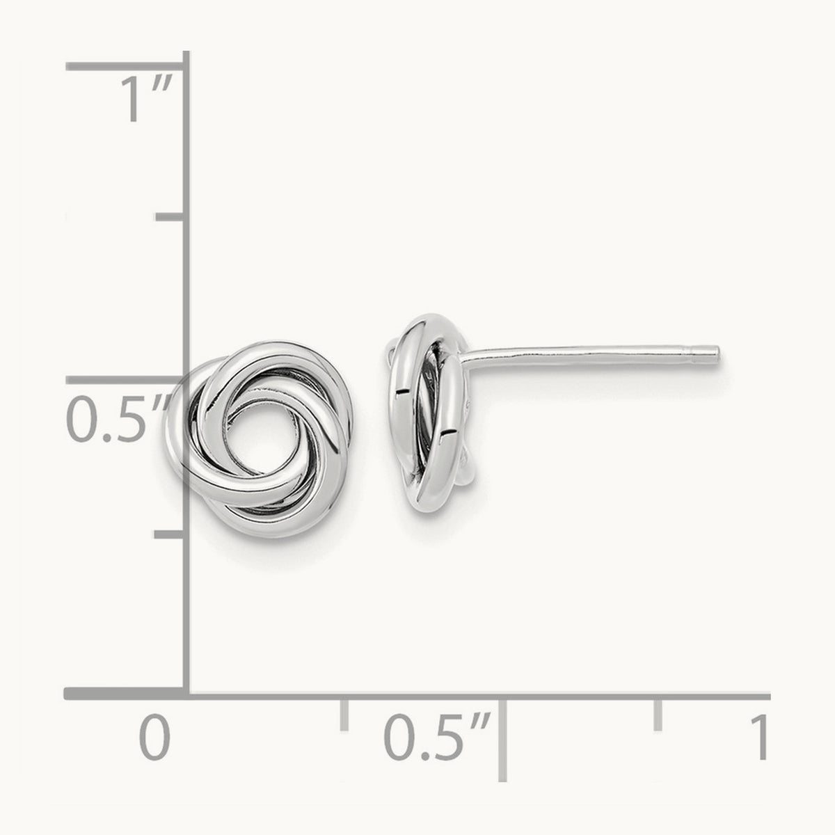 Polished Love Knot Post Earrings — 14K White Gold