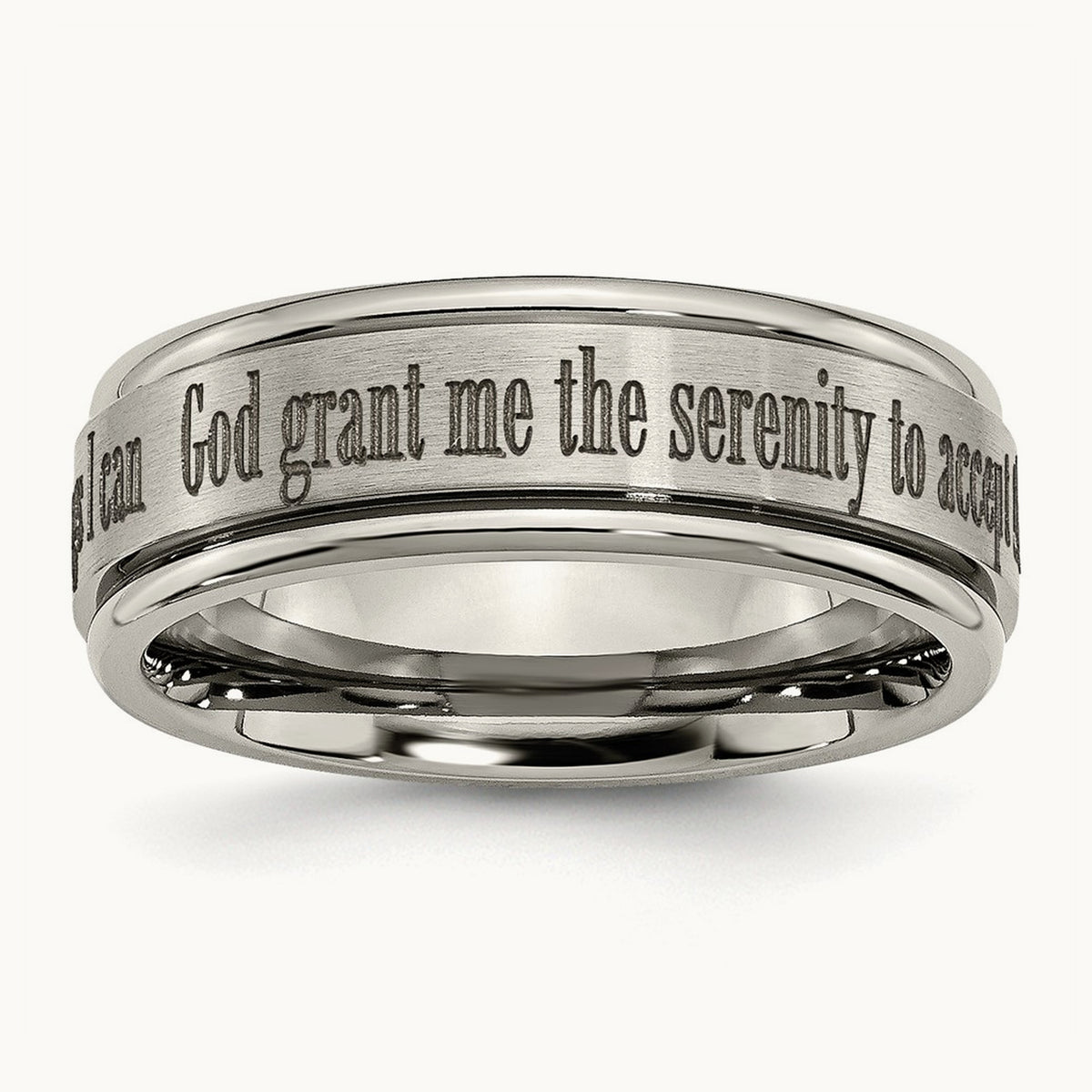 Brushed & Polished Serenity Laser Design Ridged Edge Band — photo set (2)