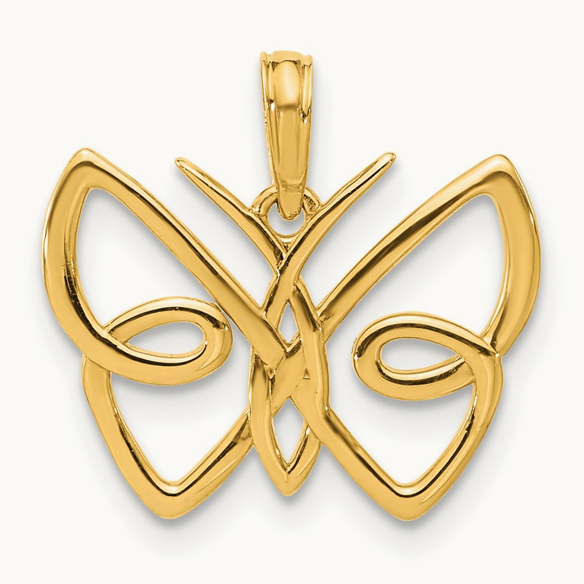 Polished Butterfly Pendant, 14K