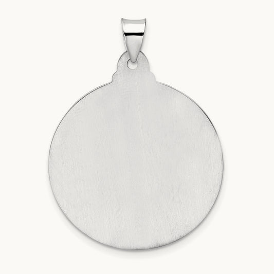 Polished and Satin Hollow Jesus Face Disc Pendant — 30mm