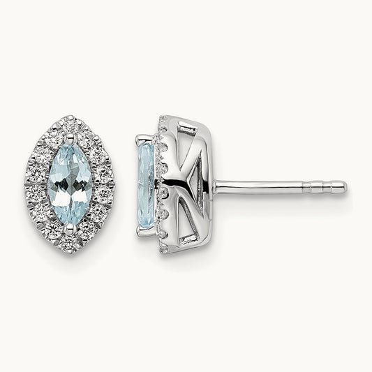 Aquamarine March Birthstone Earrings, 0.20 ct tw Lab-Grown Diamond