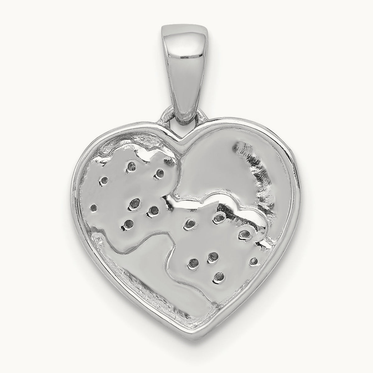 Diamond Paw Prints Heart Pendant, 14K White Gold