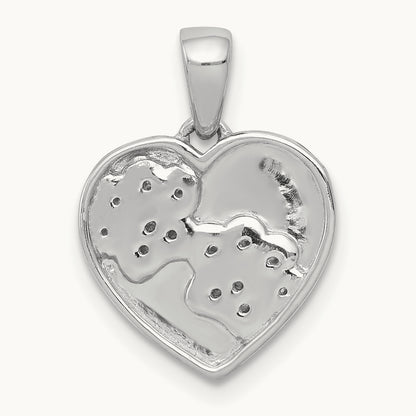 Diamond Paw Prints Heart Pendant, 14K White Gold