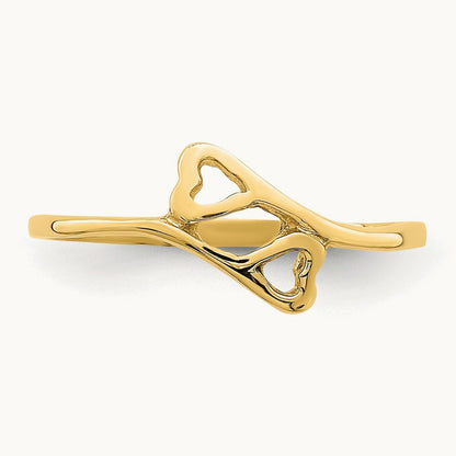 Double Heart Baby Ring, 14K