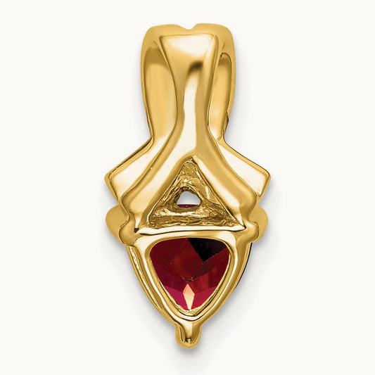 Trillion Garnet and Diamond Pendant, 14K